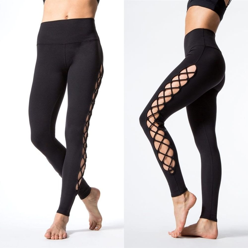ALO Yoga Interlace High Waisted Black Leggings L